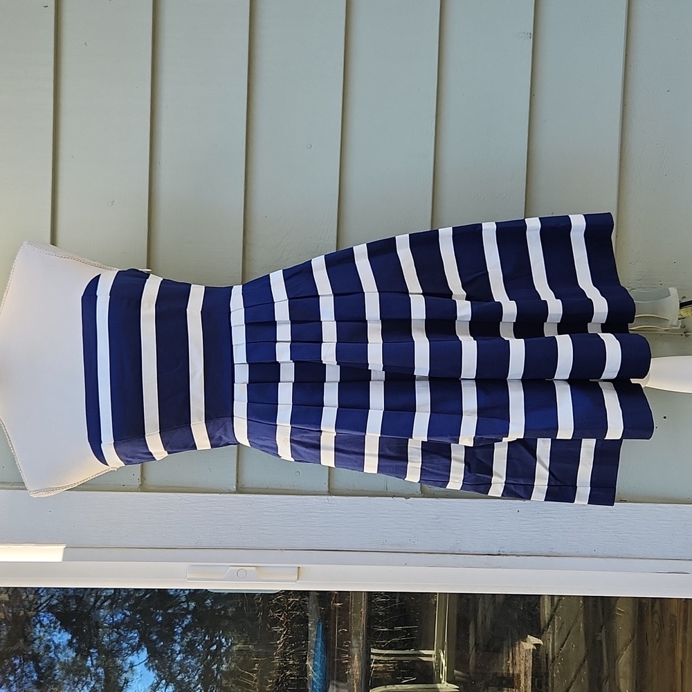 GAP Blue and White Strapless Dress